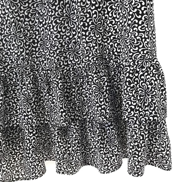 SOLD!! Liz Claiborne 12 Black White Layered 3/4 Sleeve Floral Pullover Dress - Picture 6 of 7